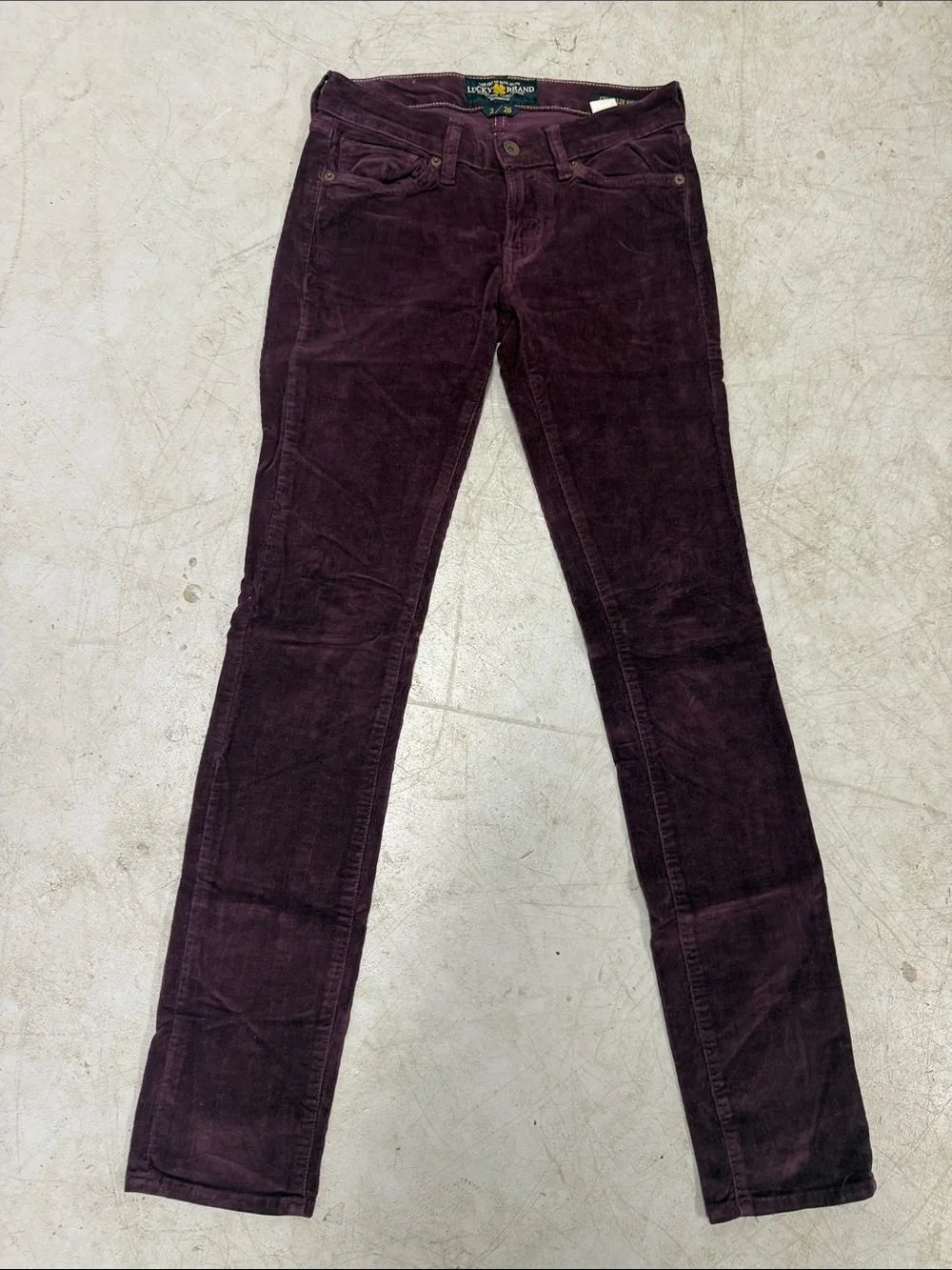 Lucky Brand Deep Plum Corduroy Skinny Jeans CHARLIE SKINNY Size 2/26 NWOT